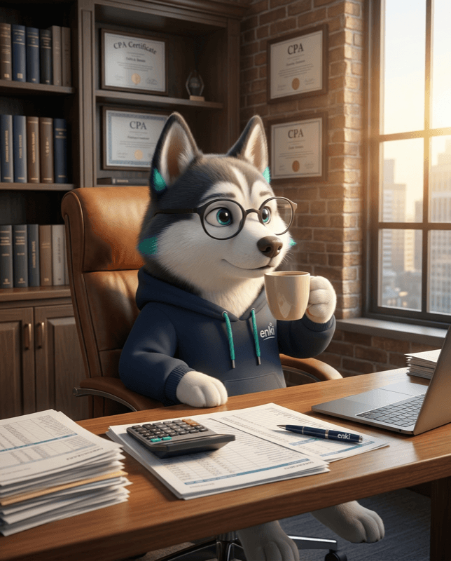 Giga en oficina corporativa con software empresarial