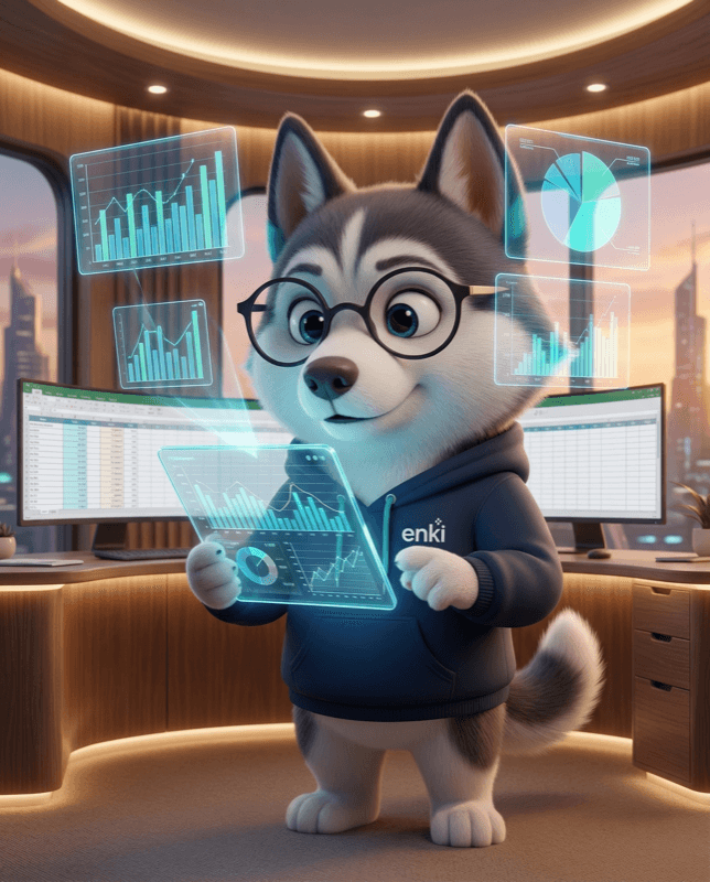 Giga con dashboard y graficos holograficos